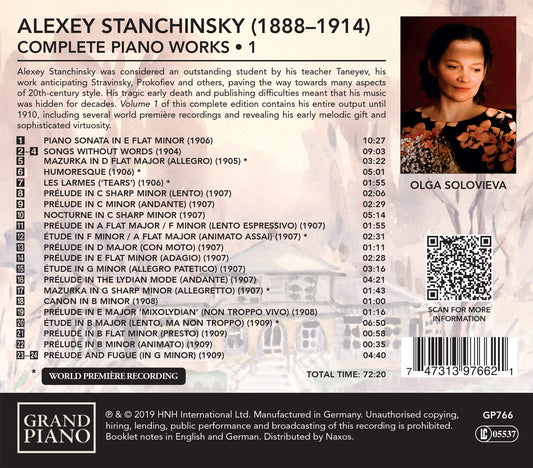 Stanchinsky: Complete Piano Works, Vol. 1