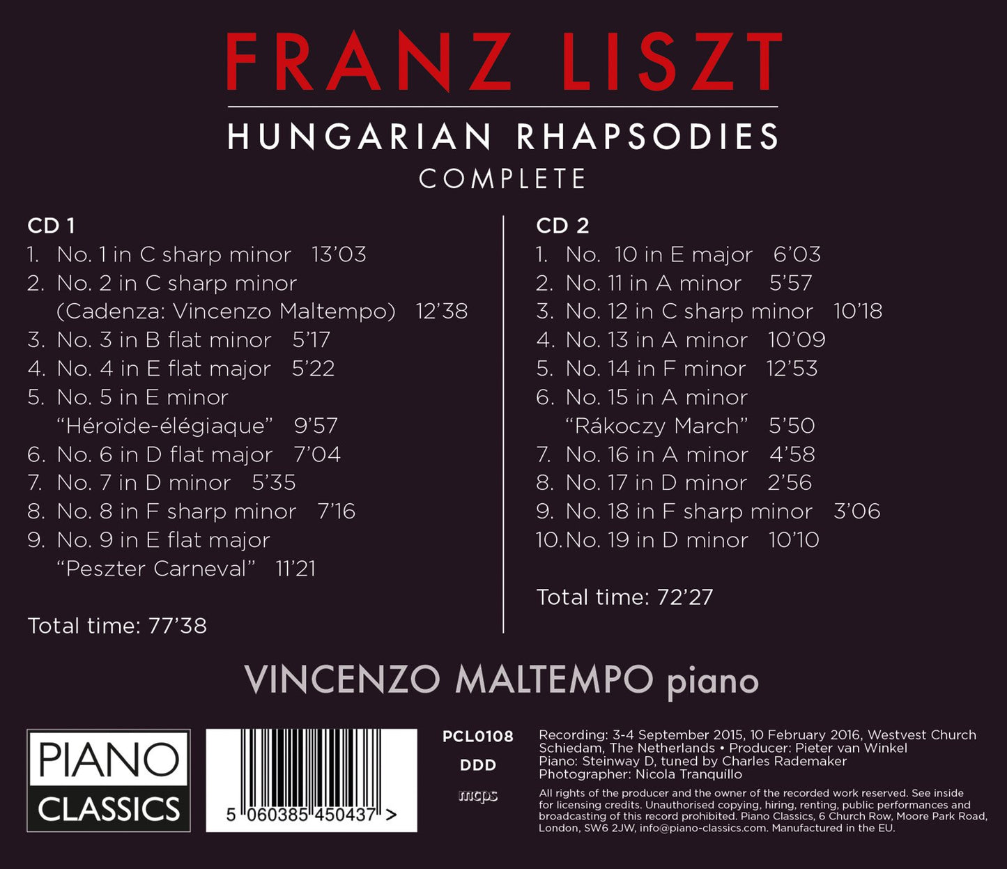 Liszt: Hungarian Rhapsodies, S.244 (Complete)