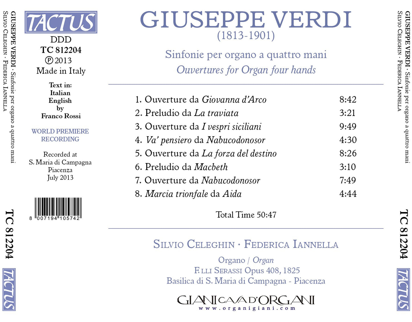 Verdi: Organ Ouvertures for 4 Hands
