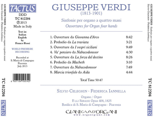 Verdi: Organ Ouvertures for 4 Hands