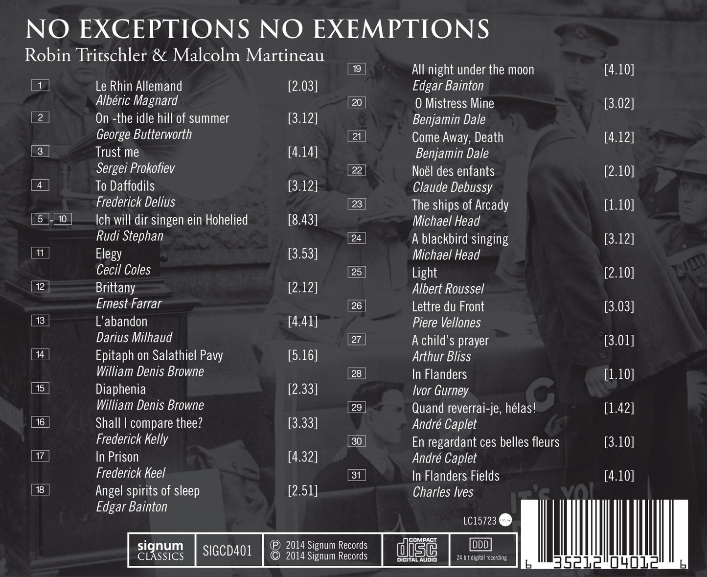 No Exceptions, No Exemptions: Great War Songs