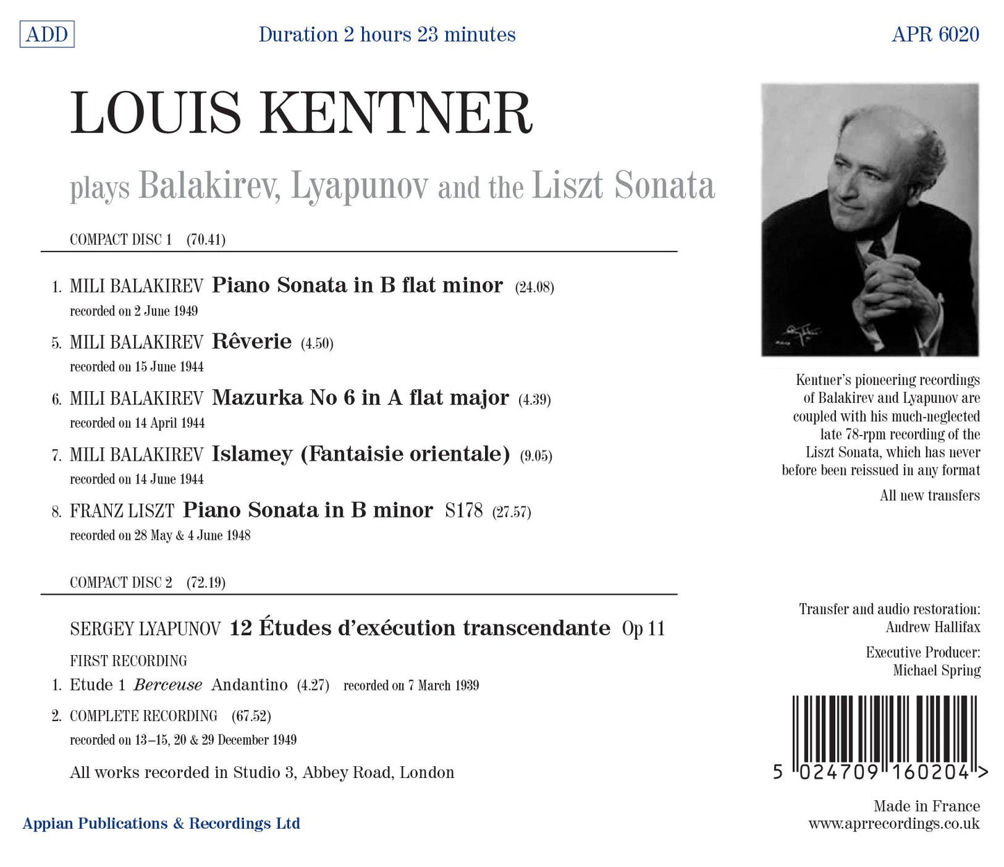 Balakirev, Lyapunov & Liszt: Piano Works