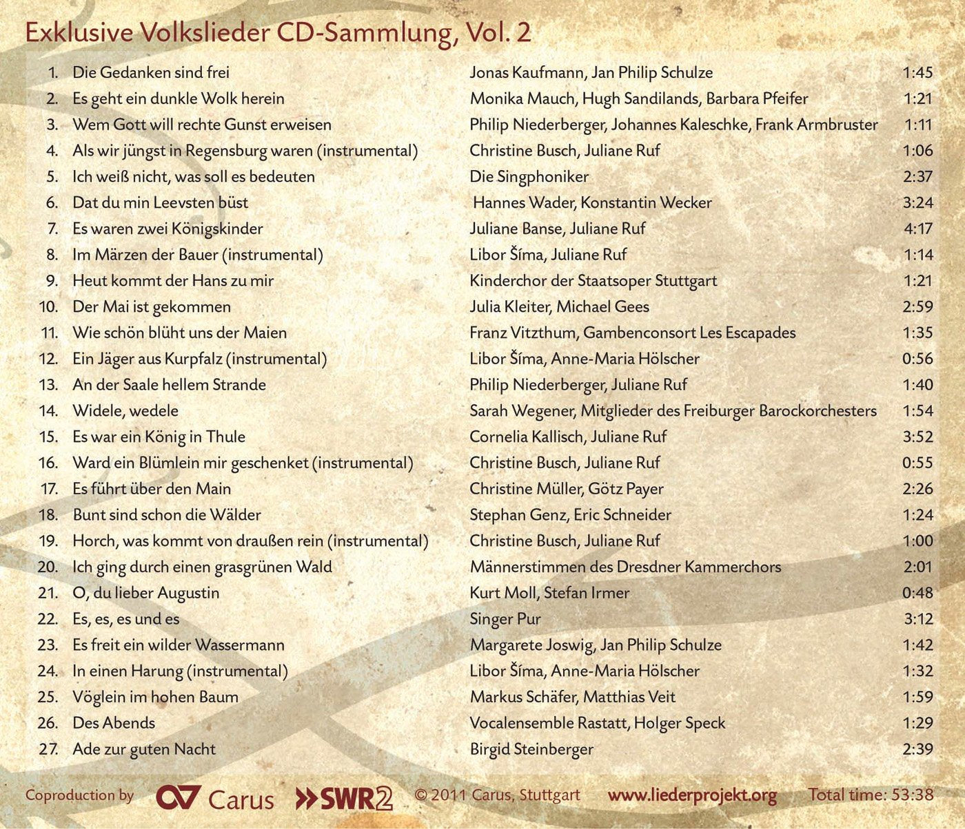 V 2: VOLKSLIEDER (GERMAN FOLK