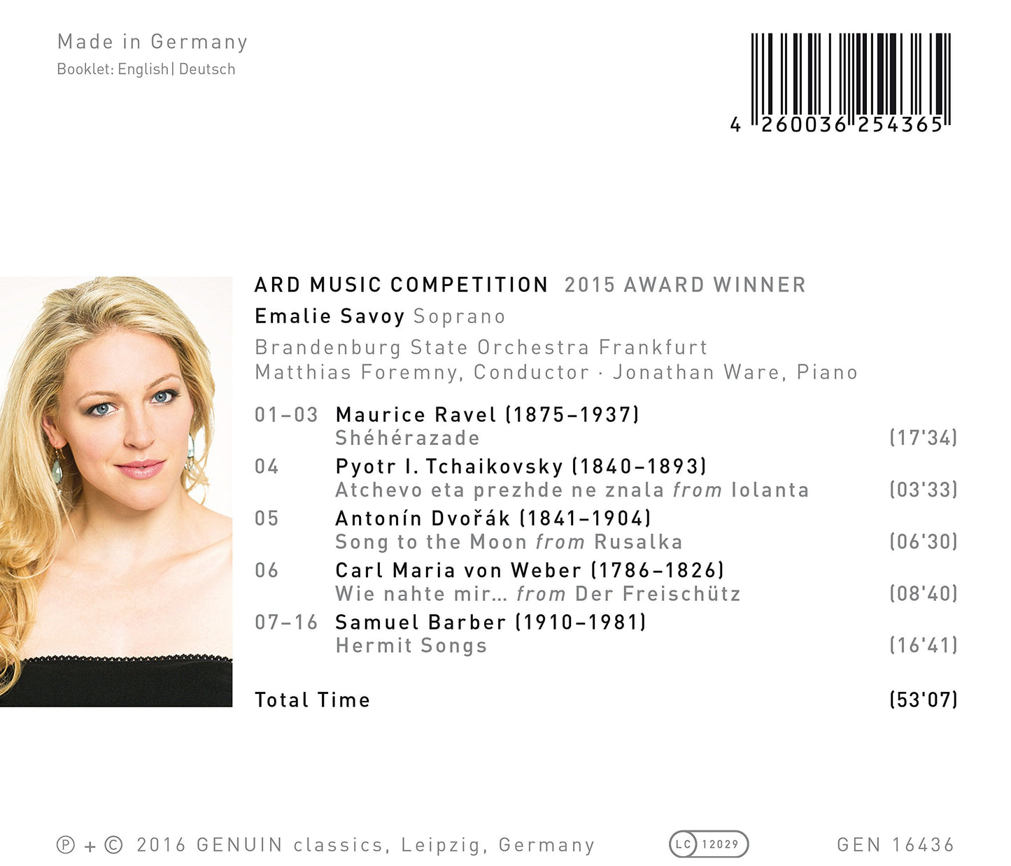 A Portrait: Works by Ravel, Tchaikovsky, Dvorák, Weber & Bar
