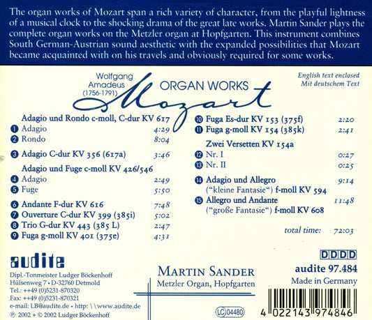 ORGAN WORKS: MOZART