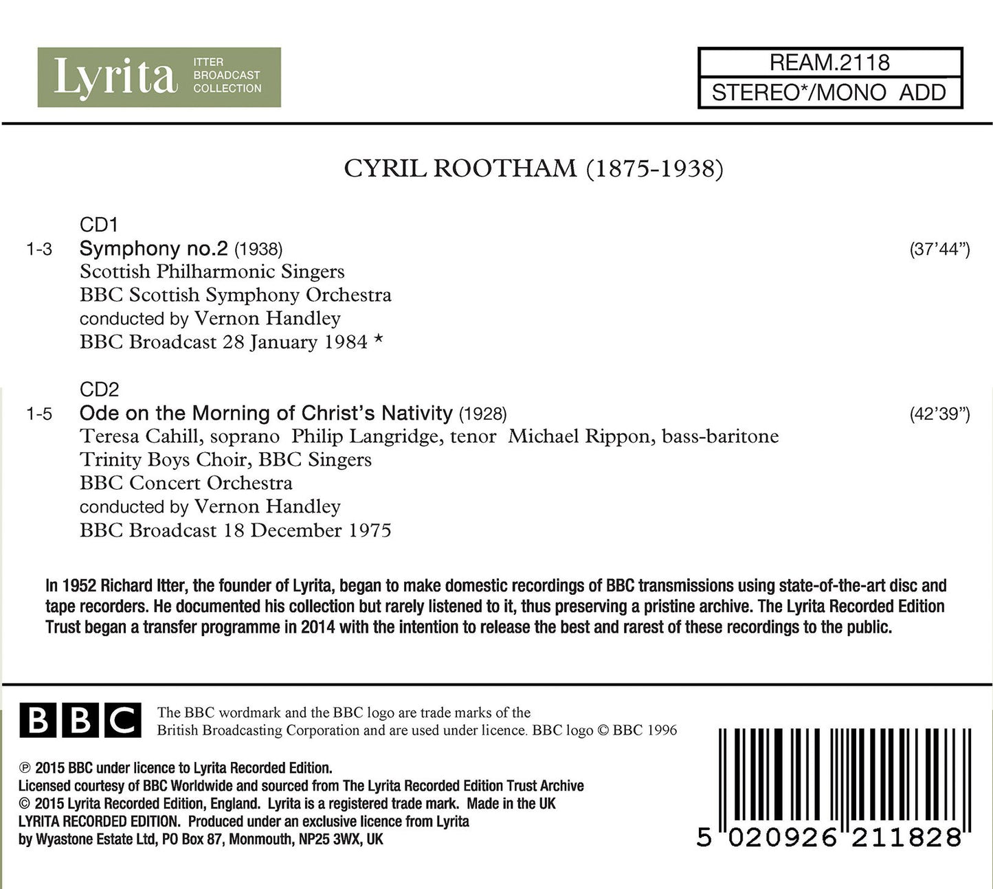 Rootham: Symphony No. 2 in D Major, Op. 97 & Ode on the Morn