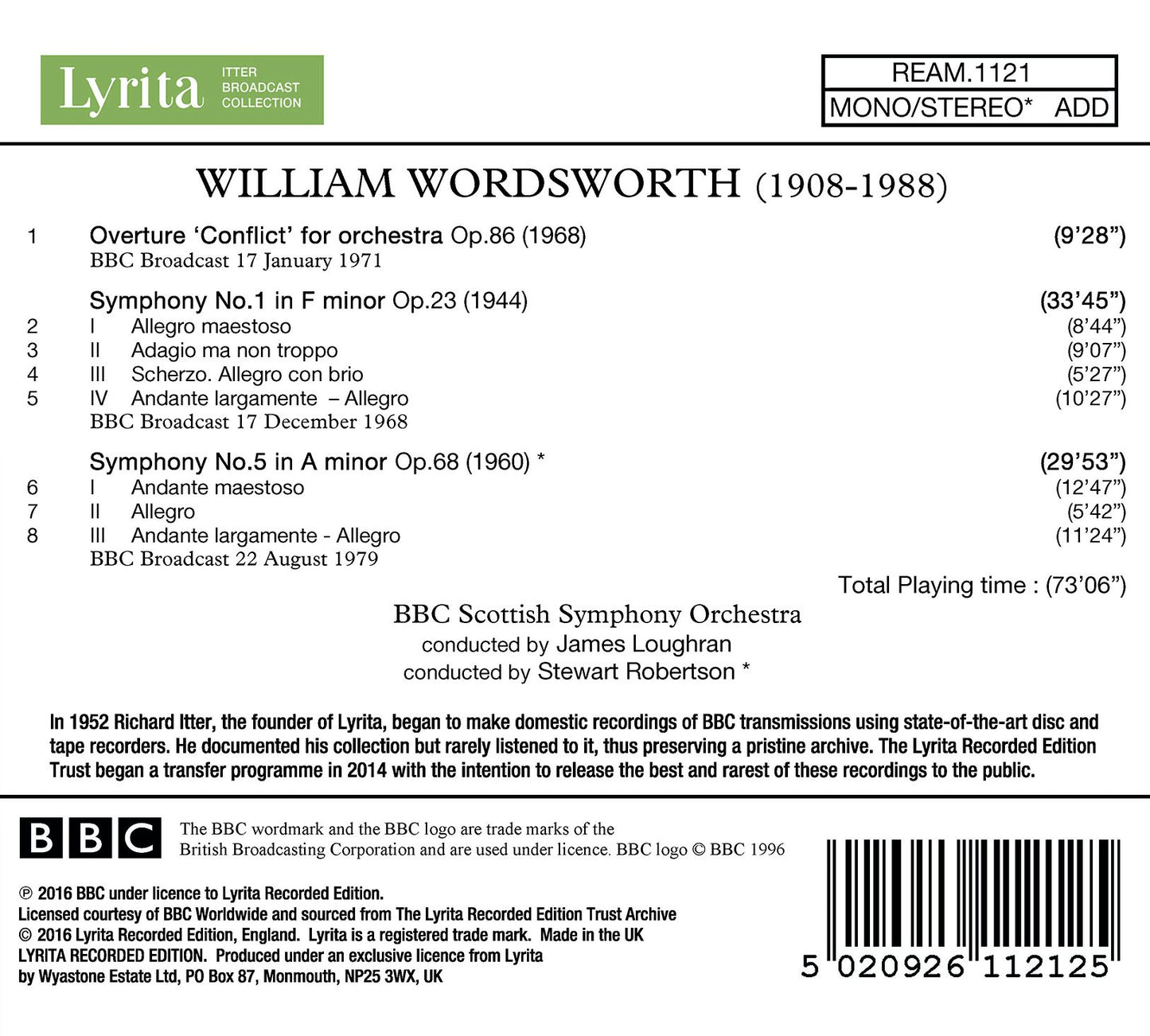 Wordsworth: Overture "Conflict" & Symphonies Nos. 1 & 5