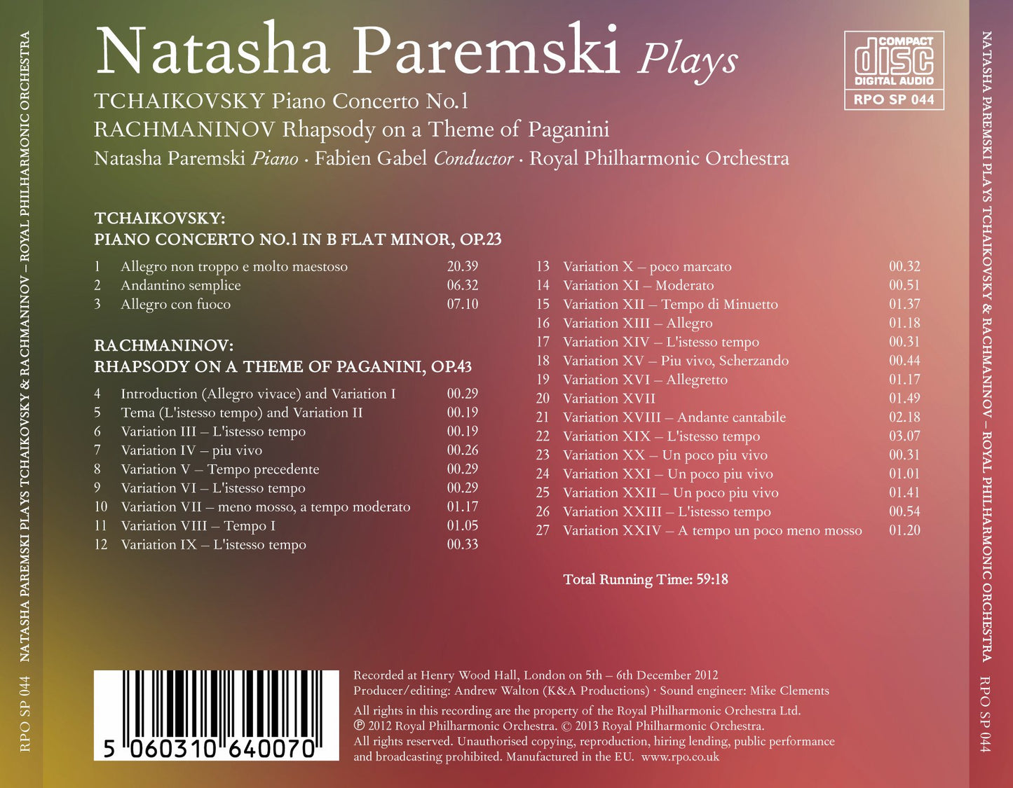 Tchaikovsky: Piano Concerto No. 1 - Rachmaninov: Rhapsody on