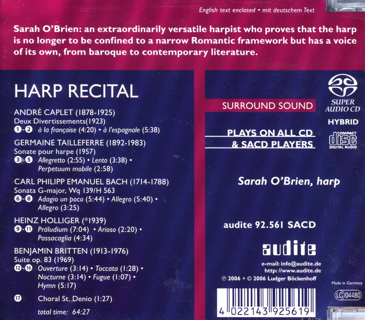 SARAH BRIEN: HARP RECITAL