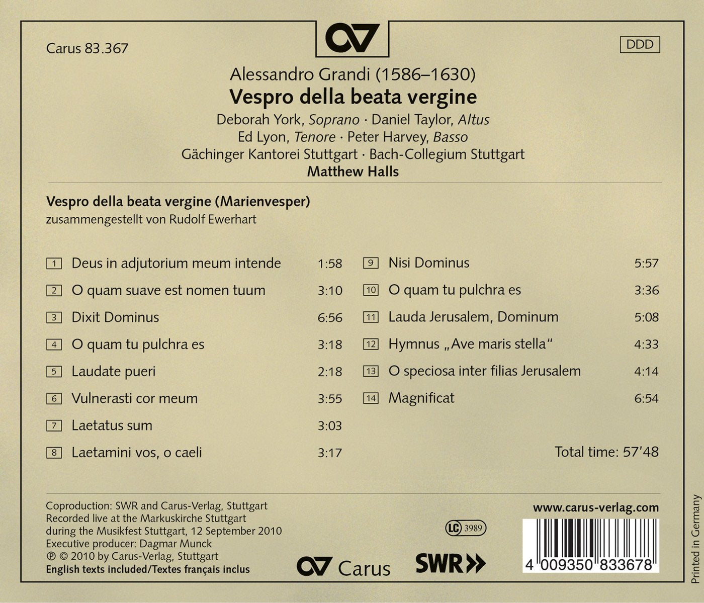 Grandi: Vespro della Beata Vergine (Live)