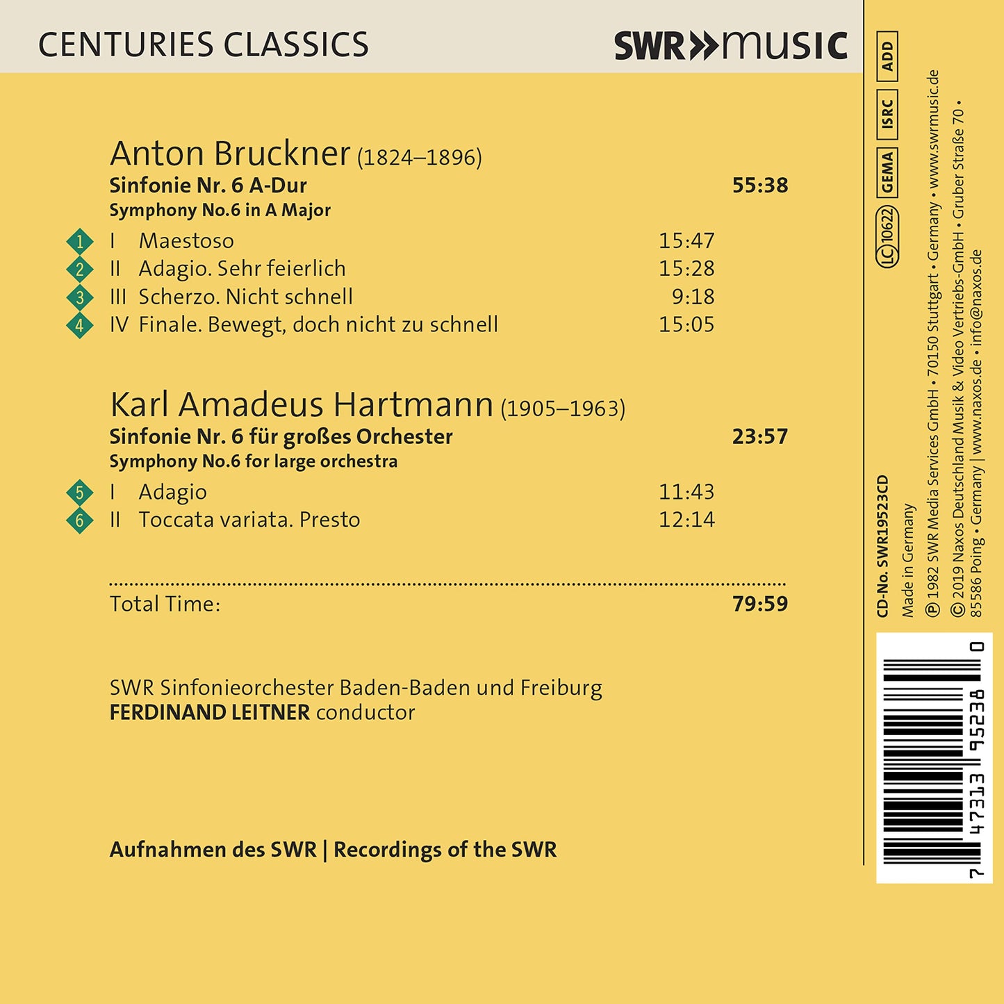 Bruckner: Symphony No. 6 - Hartmann: Symphony No. 6