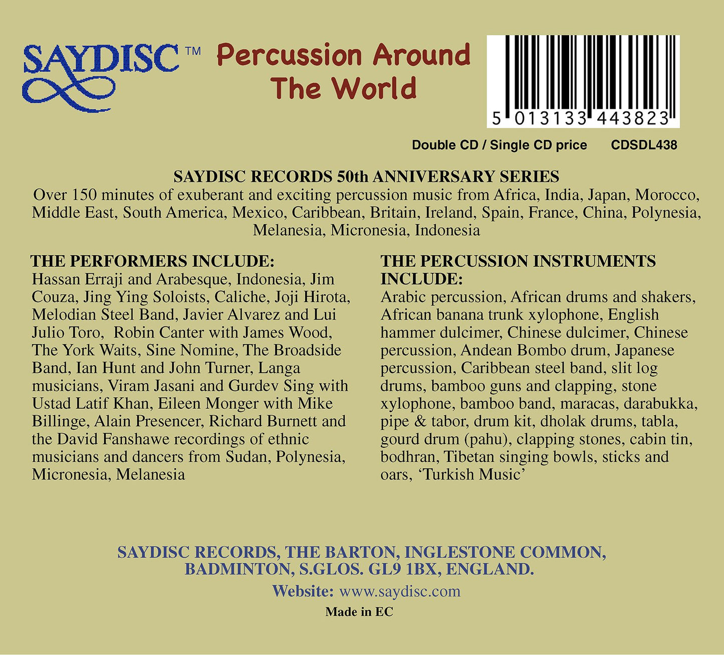 Percussion Around the World - Saydisc 50th Anniversary Serie