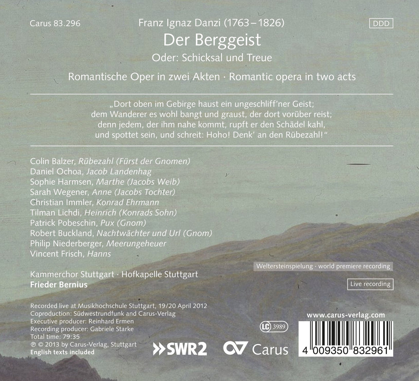Danzi: Der Berggeist (Live)