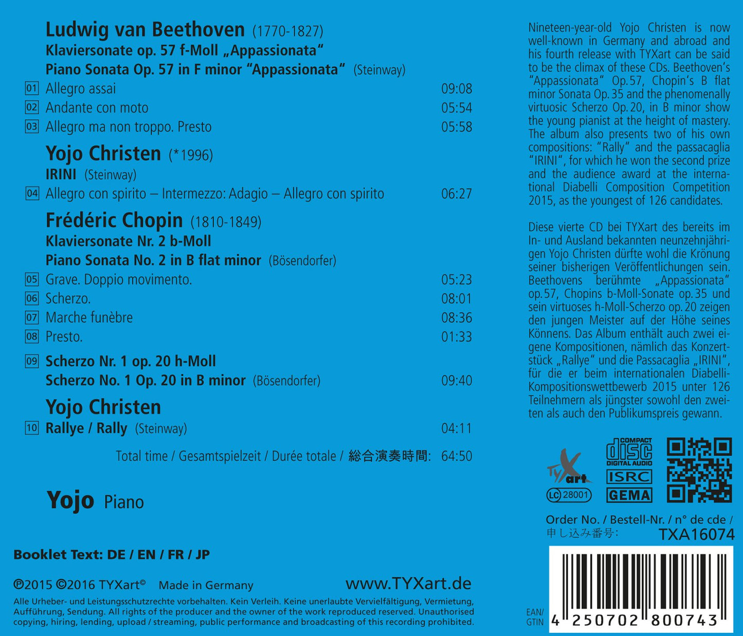19 Piano: Beethoven, Chopin & Christen