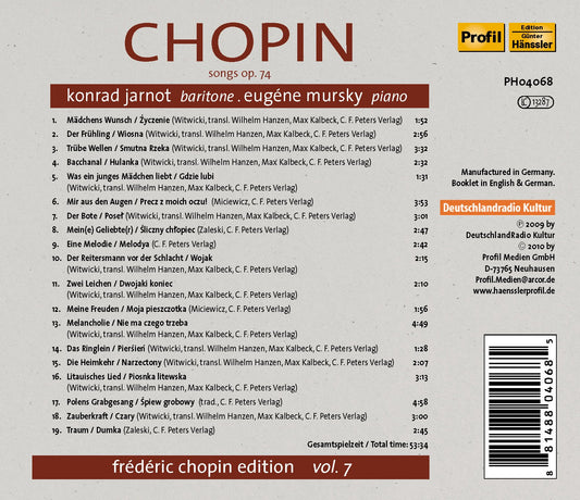 Chopin Edition, Vol. 7: Songs