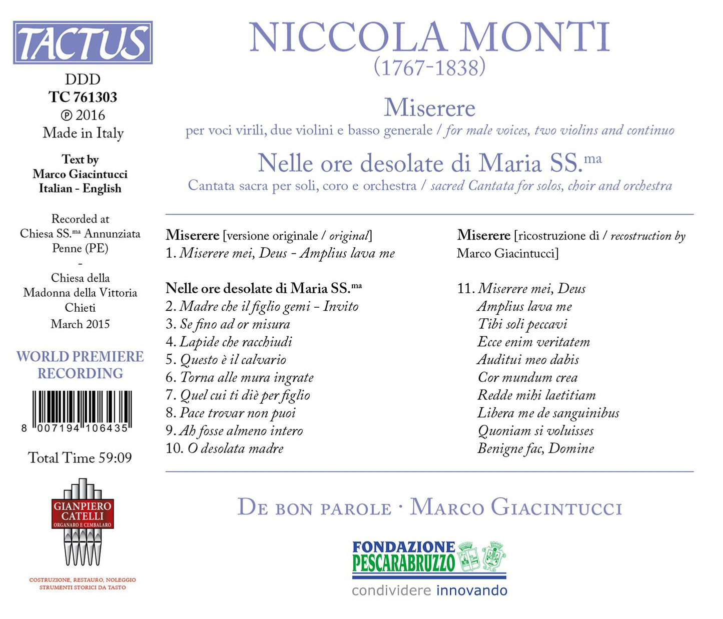 Monti: Miserere & Nelle ore desolate di Maria SS.ma