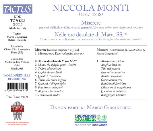 Monti: Miserere & Nelle ore desolate di Maria SS.ma