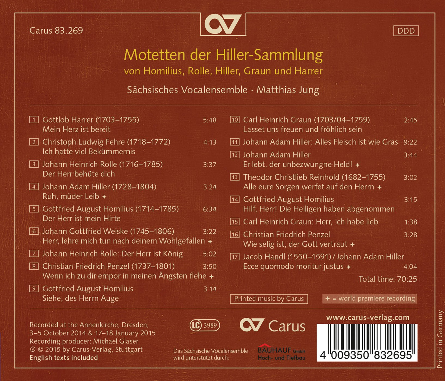 Motetten der Hiller-Sammlung: Motets by Homilius, Rolle, Hil