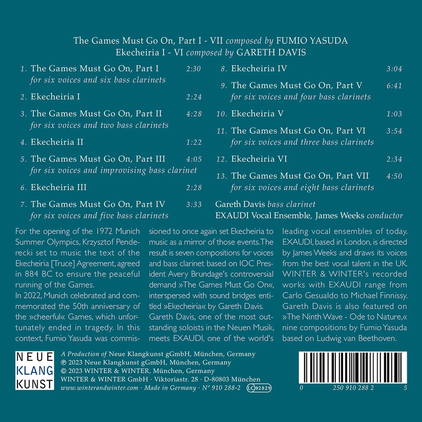 Yasuda: Ekecheiria for voices & bass clarinet