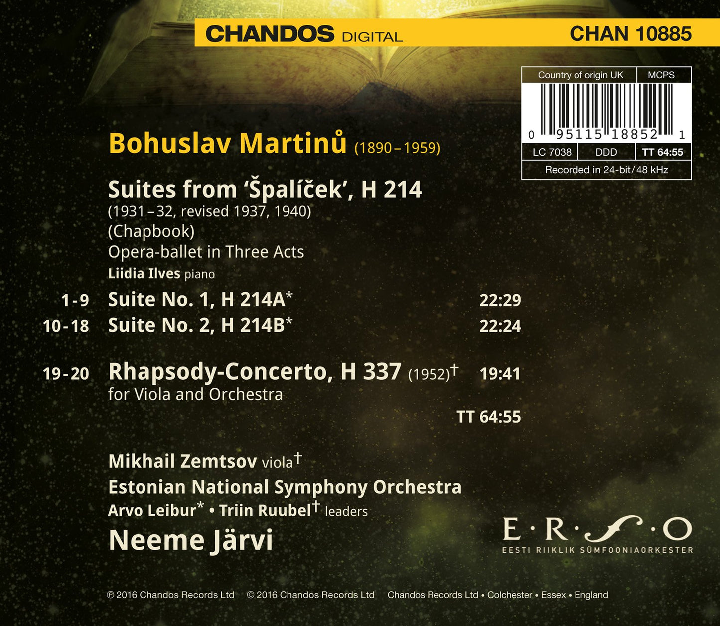 Martinu: Špalícek Suites Nos. 1 & 2 and Rhapsody-Concerto, H
