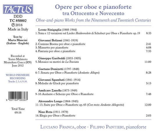 Opere per oboe e pianoforte tra ottocento e novecento