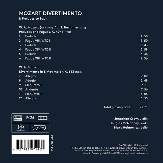 Mozart: Divertimento & Preludes to Bach