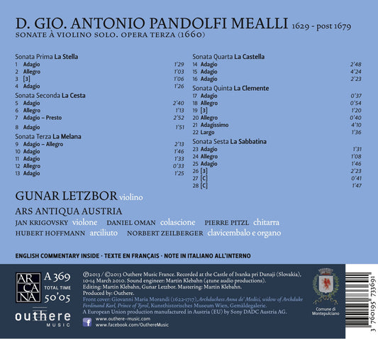 Pandolfi: Sonate a Violino Solo, Opera Terza