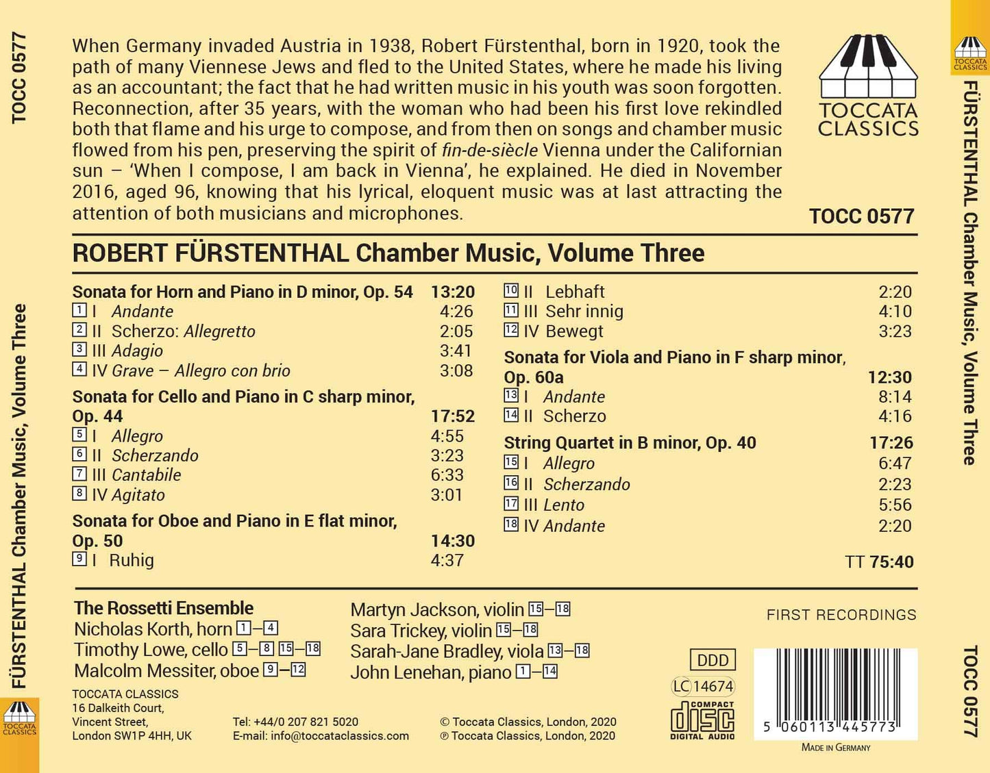 Robert Fürstenthal: Chamber Music, Vol. 3