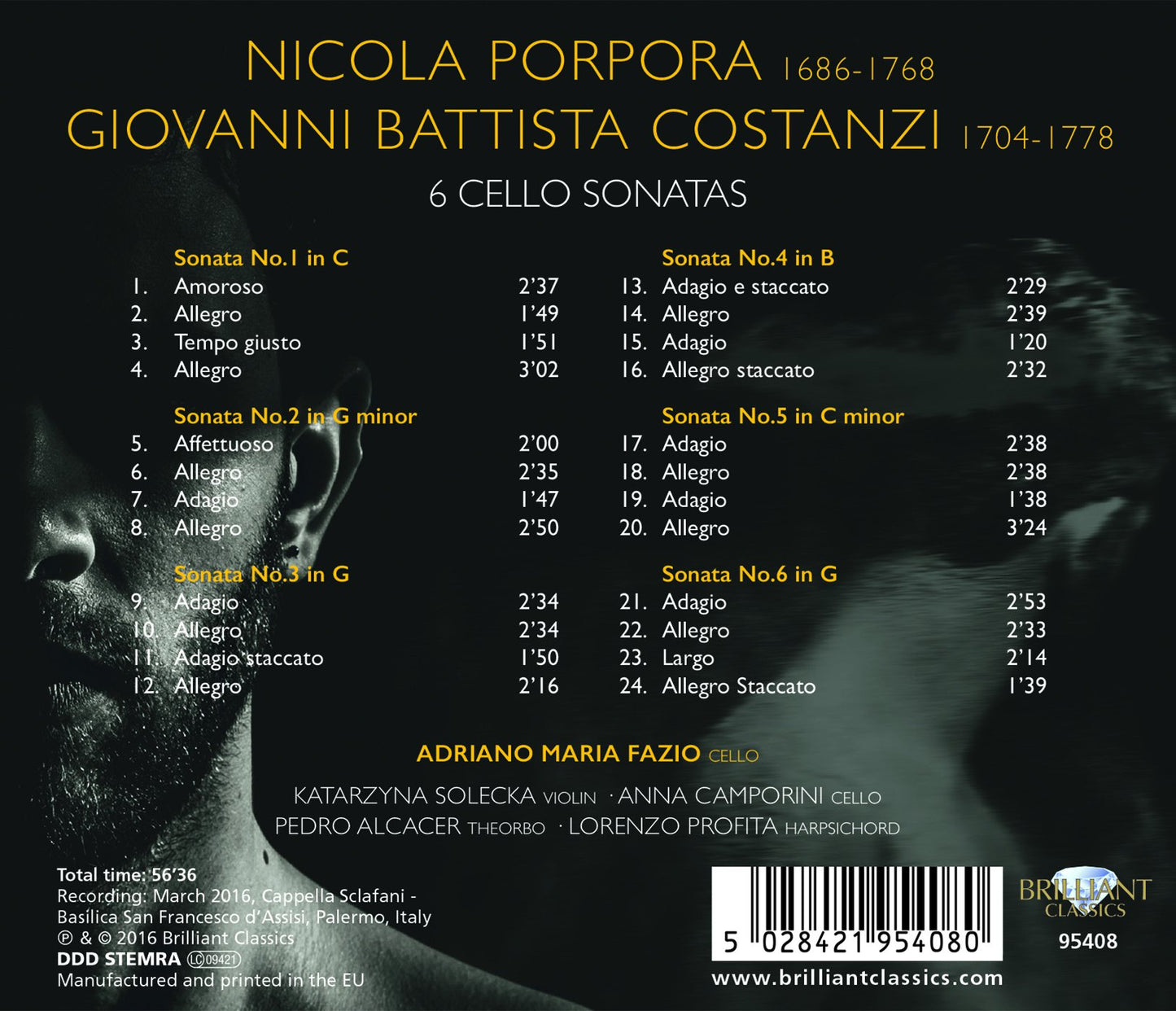 Porpora & Costanzi: 6 Cello Sonatas