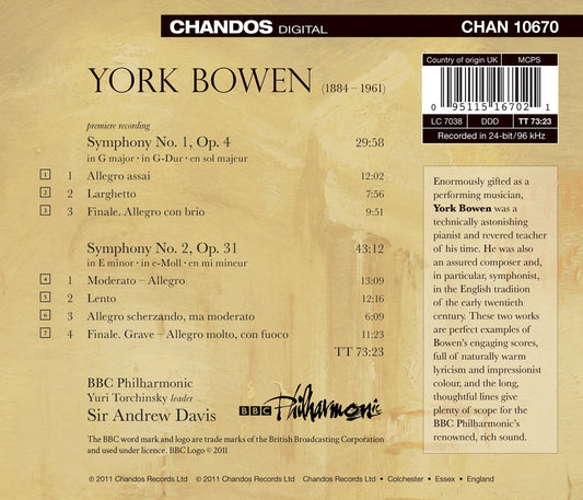 Bowen: Symphonies Nos. 1 & 2