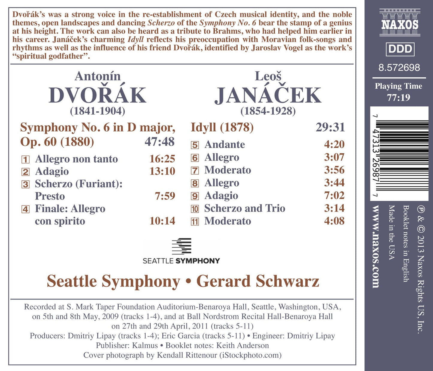 Dvorák: Symphony No. 6 - Janácek: Idyll