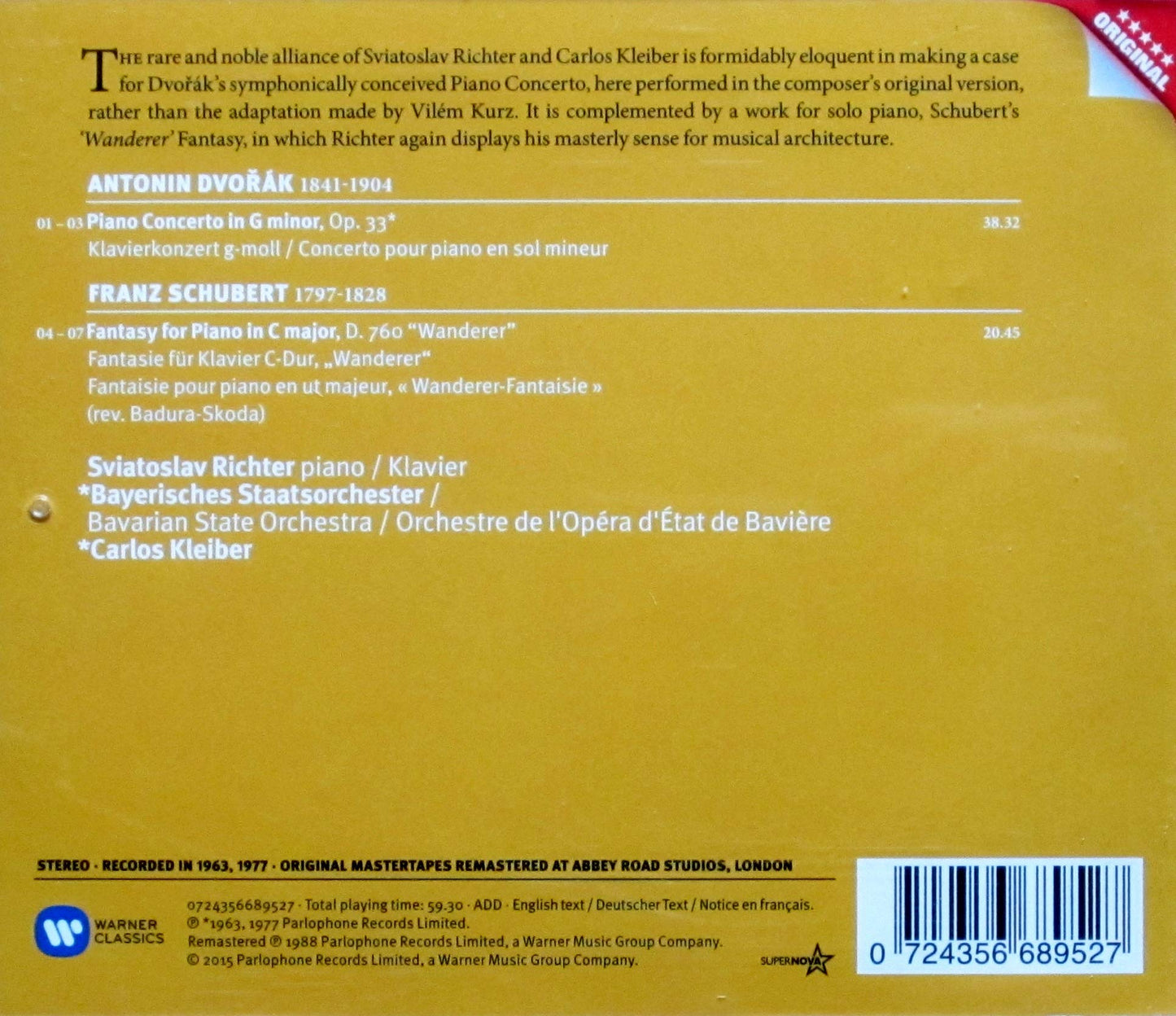 DVORAK: PIANO CONCERTO / SCHUBERT: WANDERER