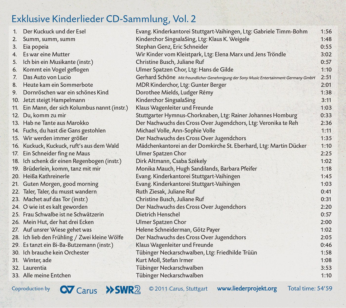 V 2: KINDERLIEDER
