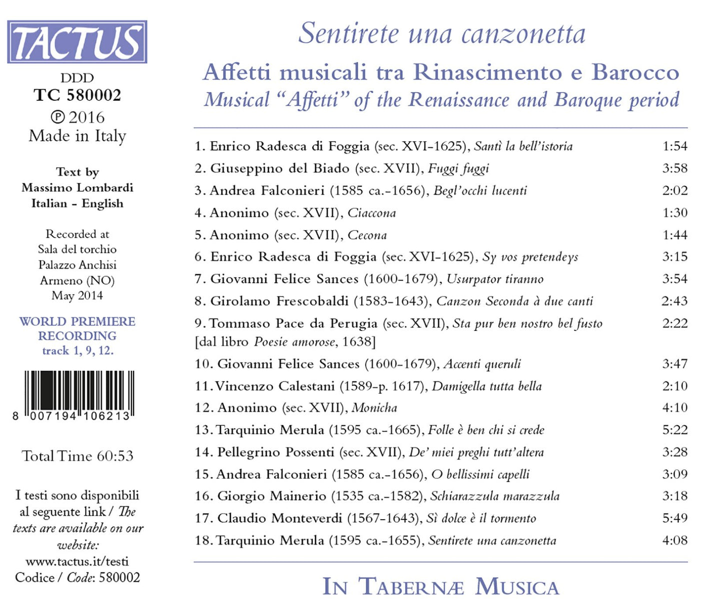 Sentirete una canzonetta