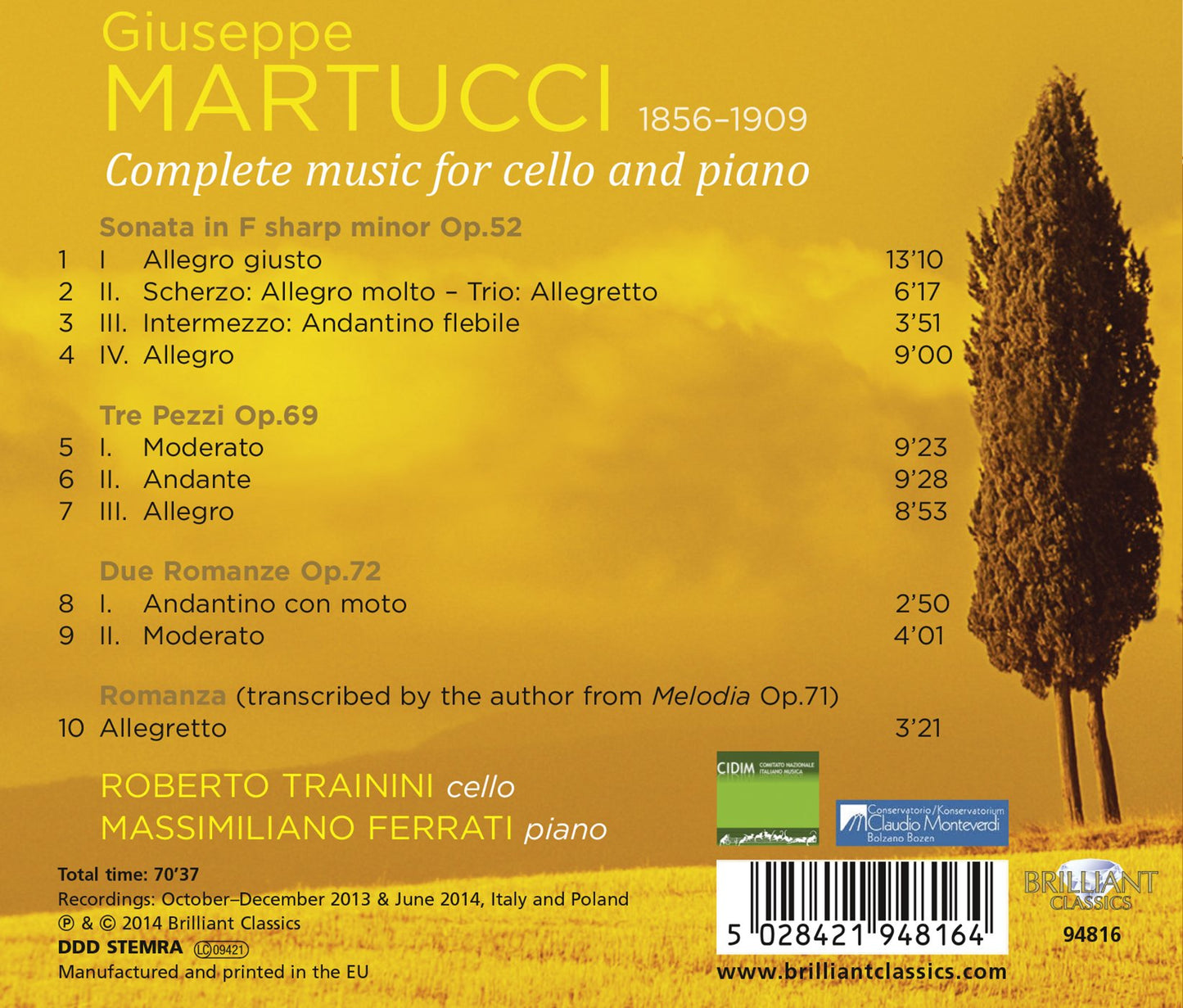 Martucci: Complete Music for Cello and Piano