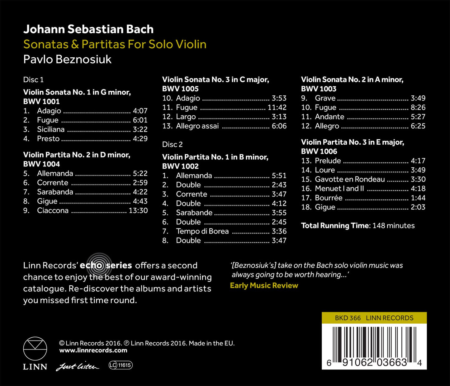 Bach: Sonatas & Partitas for Solo Violin