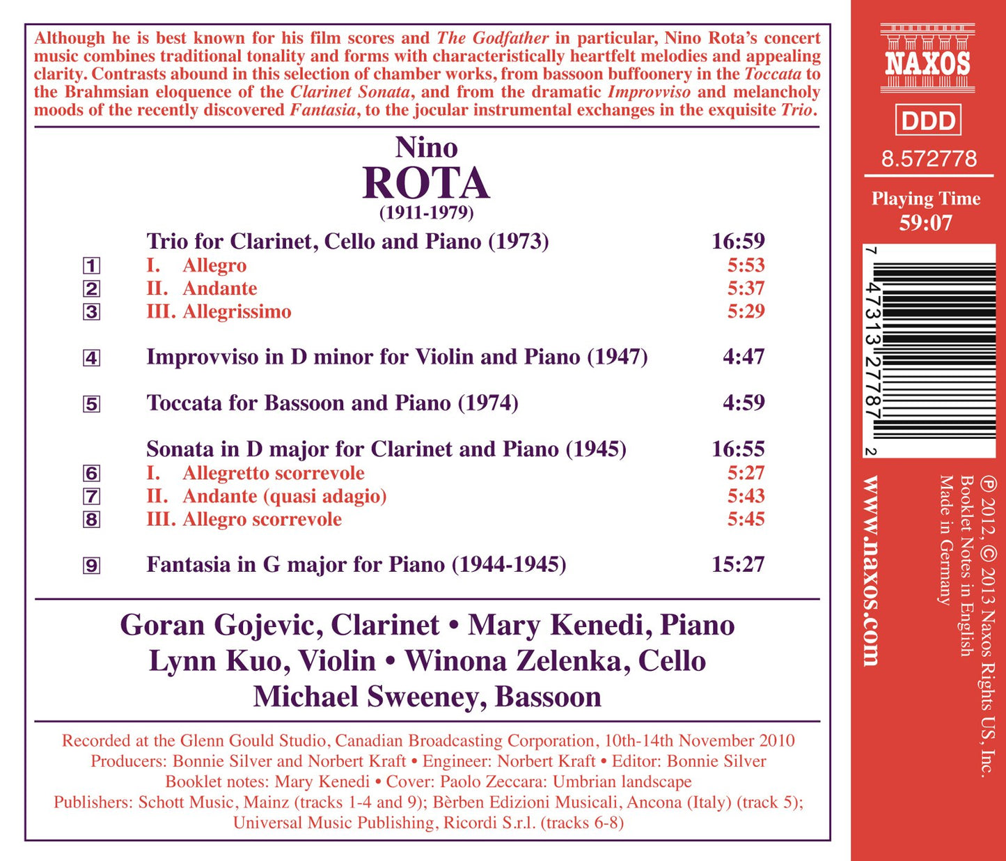 Rota: Clarinet Sonata - Clarinet Trio