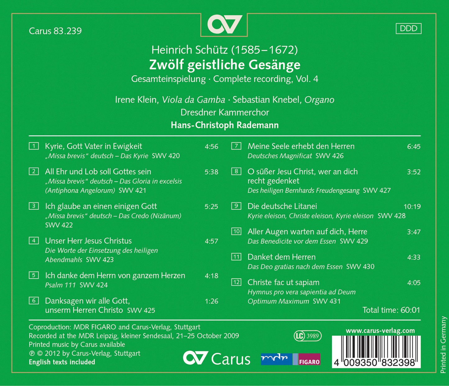 Heinrich Schütz: Zwölf geistliche Gesänge