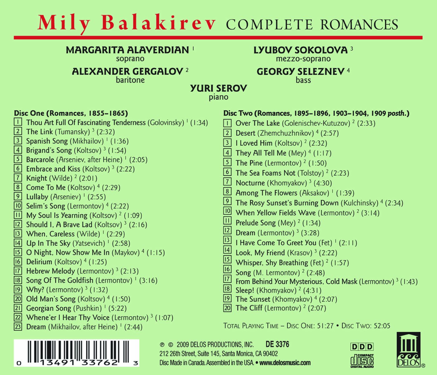 Balakirev: Complete Romances