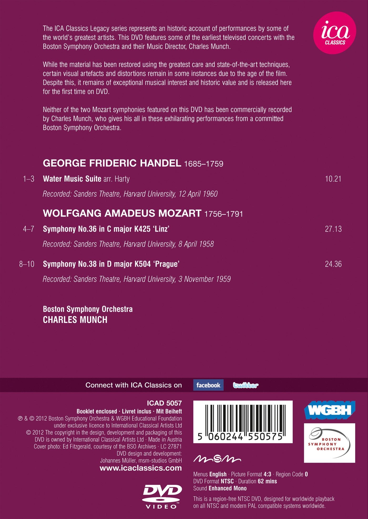 Handel: Water Music - Mozart: Symphonies Nos. 36 & 38