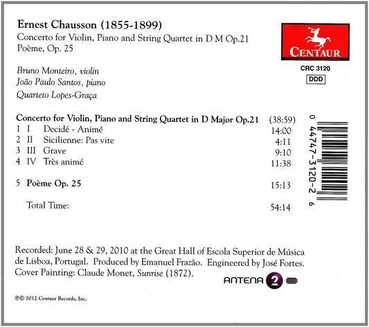 Chausson: Concerto for Violin, Piano & String Quartet in D m