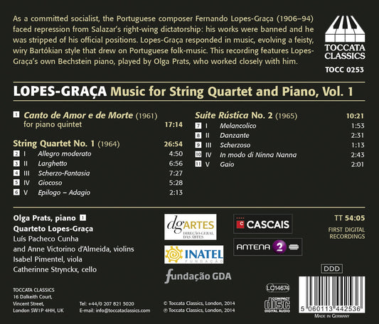 Lopez-Graça: Complete Music for String Quartet and Piano, Vo