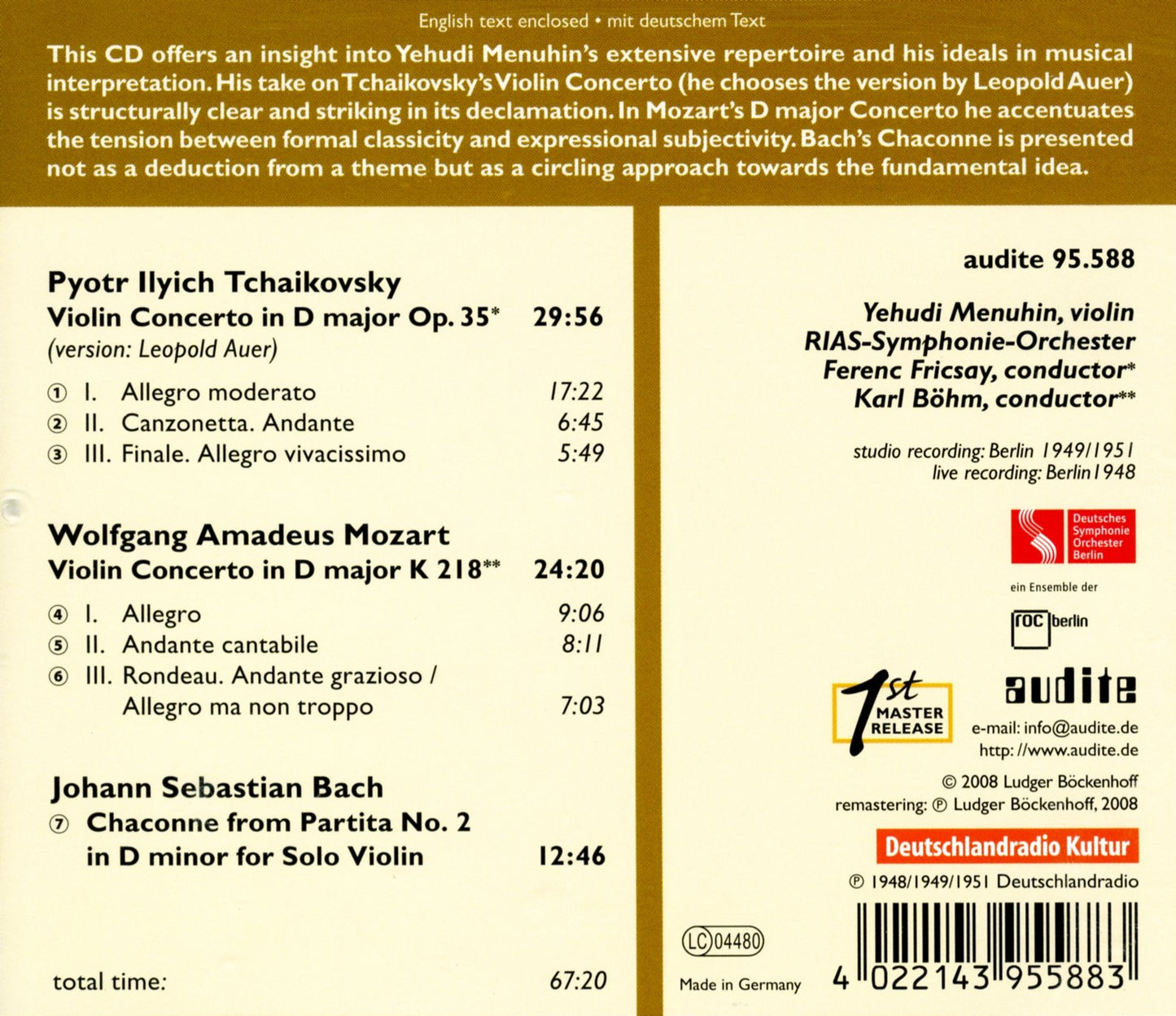 YEHUDI MENUHIN PLAYS TCHAIKOVS