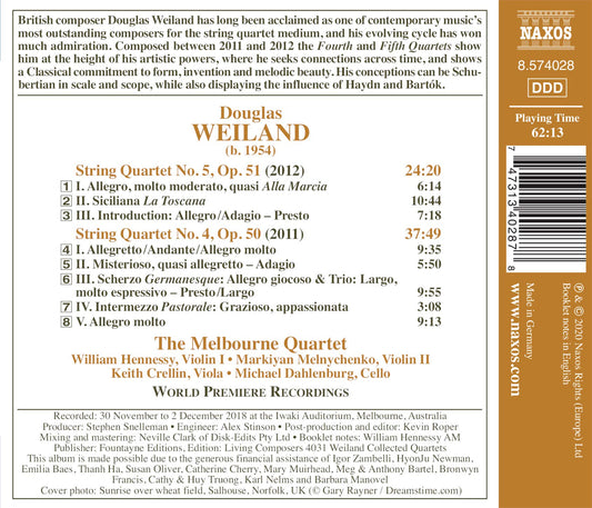 Weiland: String Quartets Nos. 4 & 5