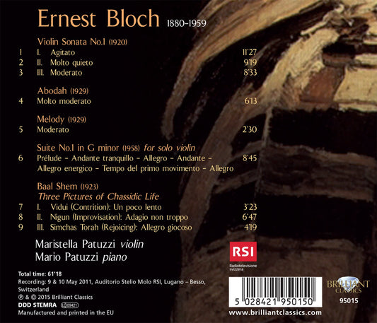 Bloch: Music for Violin and Piano