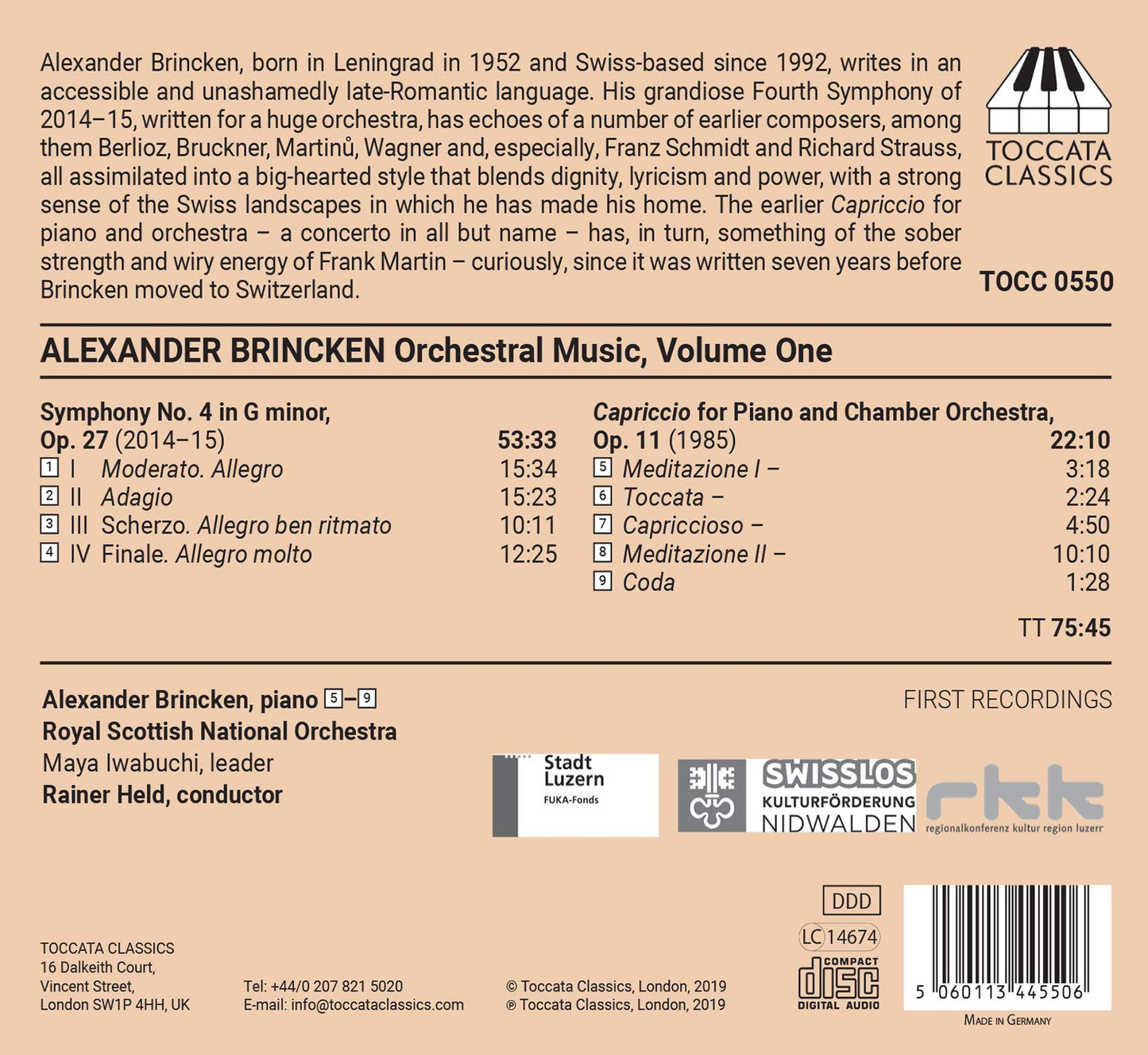 Brincken: Orchestral Music, Vol. 1