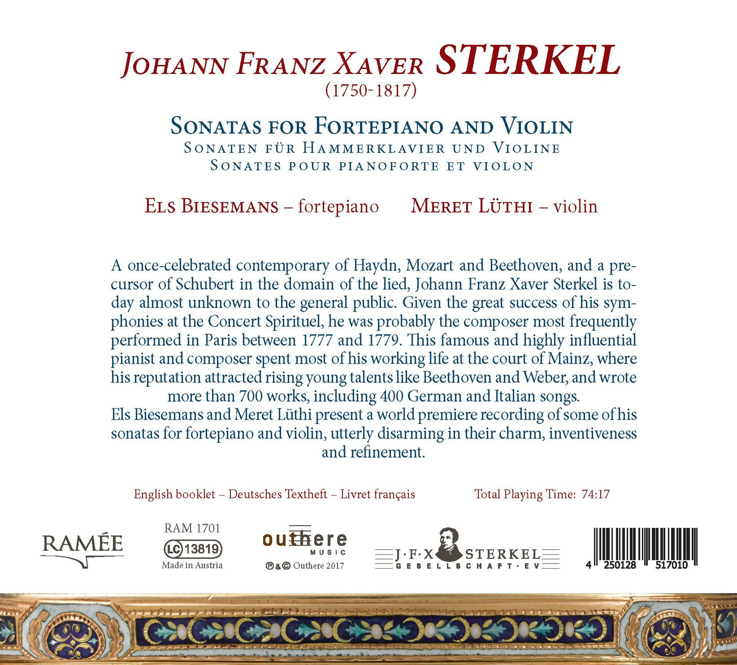 Sterkel: Sonatas for Fortepiano & Violin
