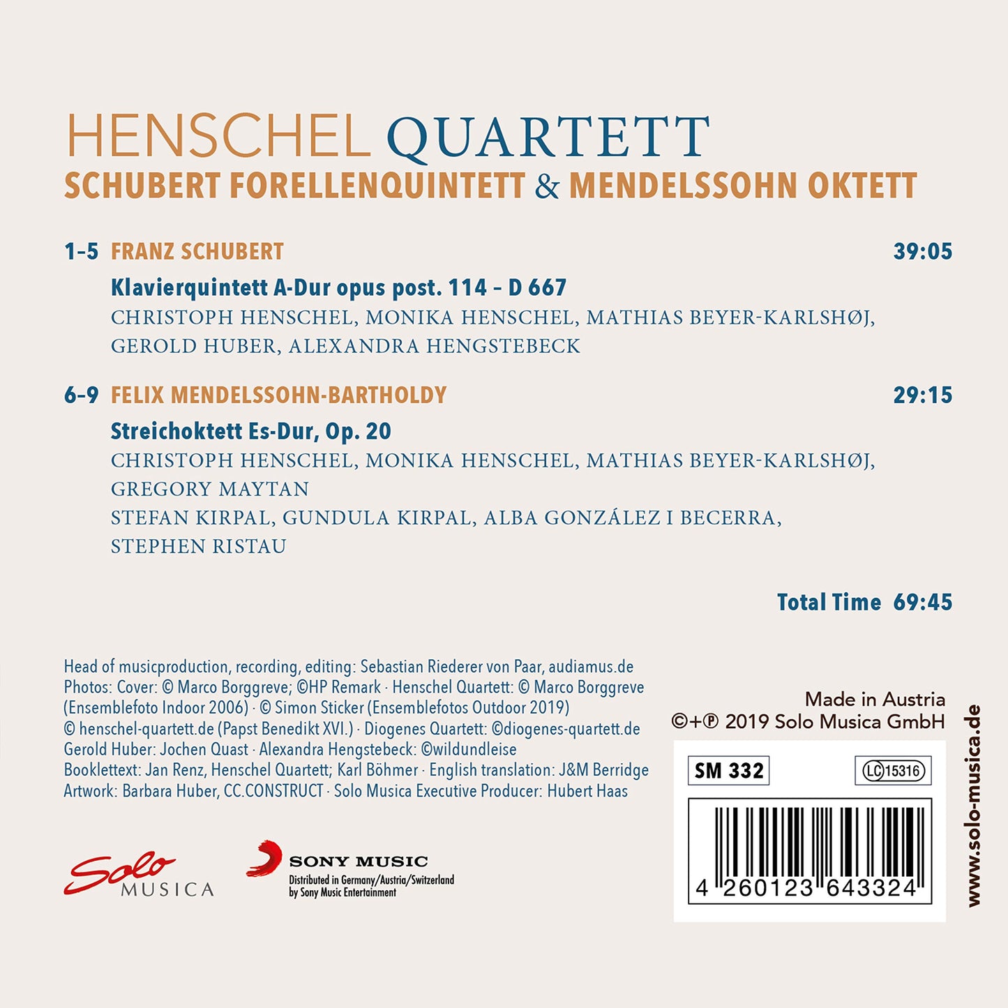 Schubert: Piano Quintet, 'The Trout' - Felix Mendelssohn: St