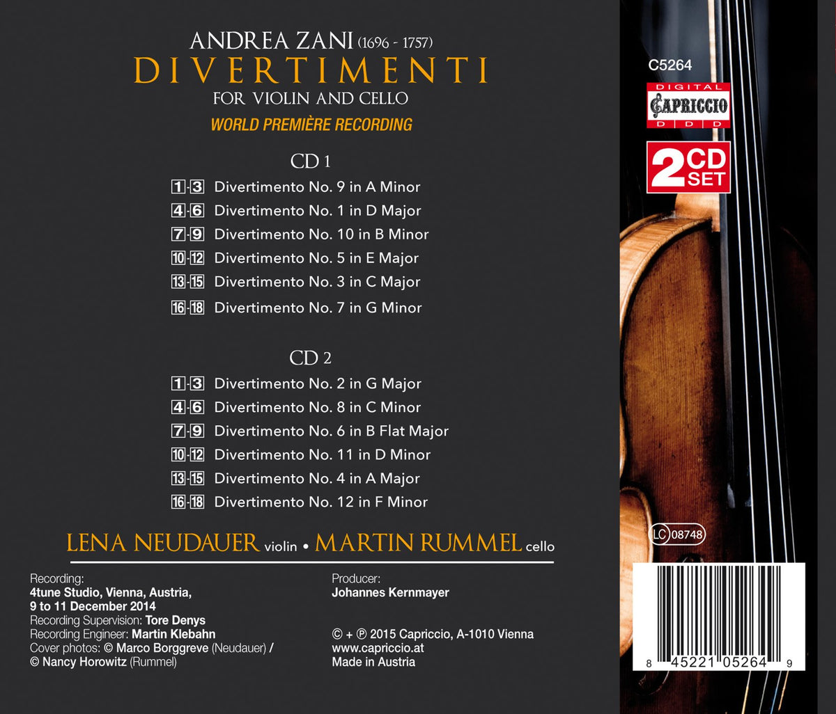 Zani: Divertimenti for Violin & Cello