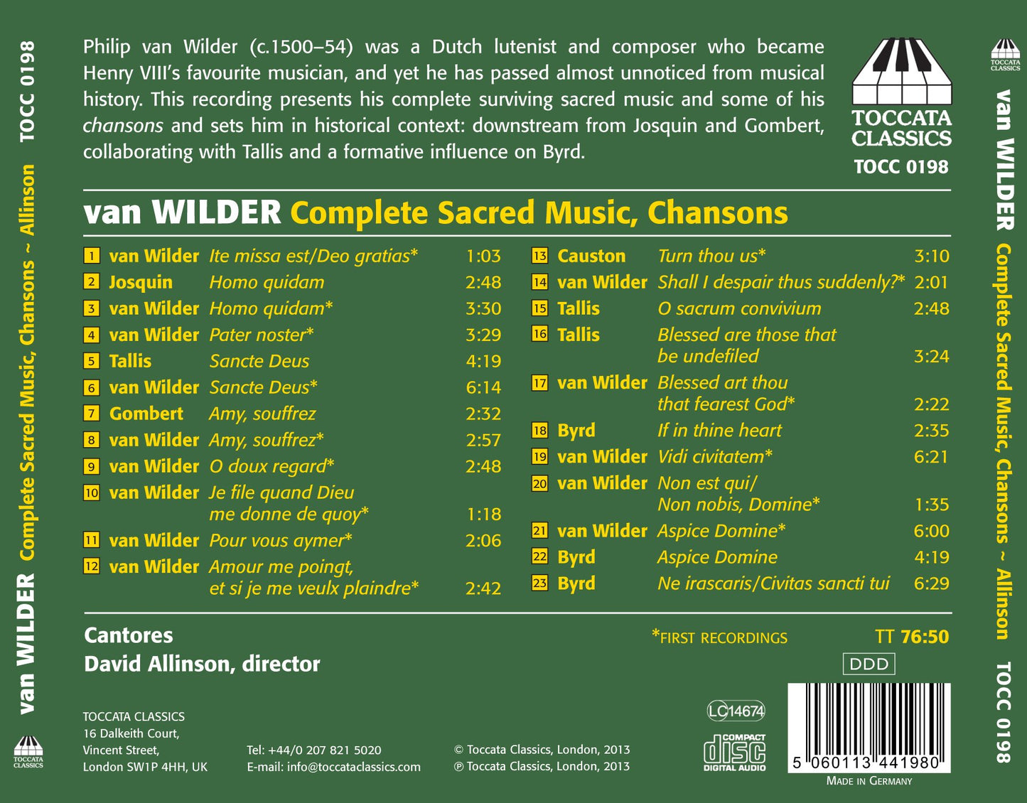 Philip van Wilder: Complete Sacred Music & Chansons